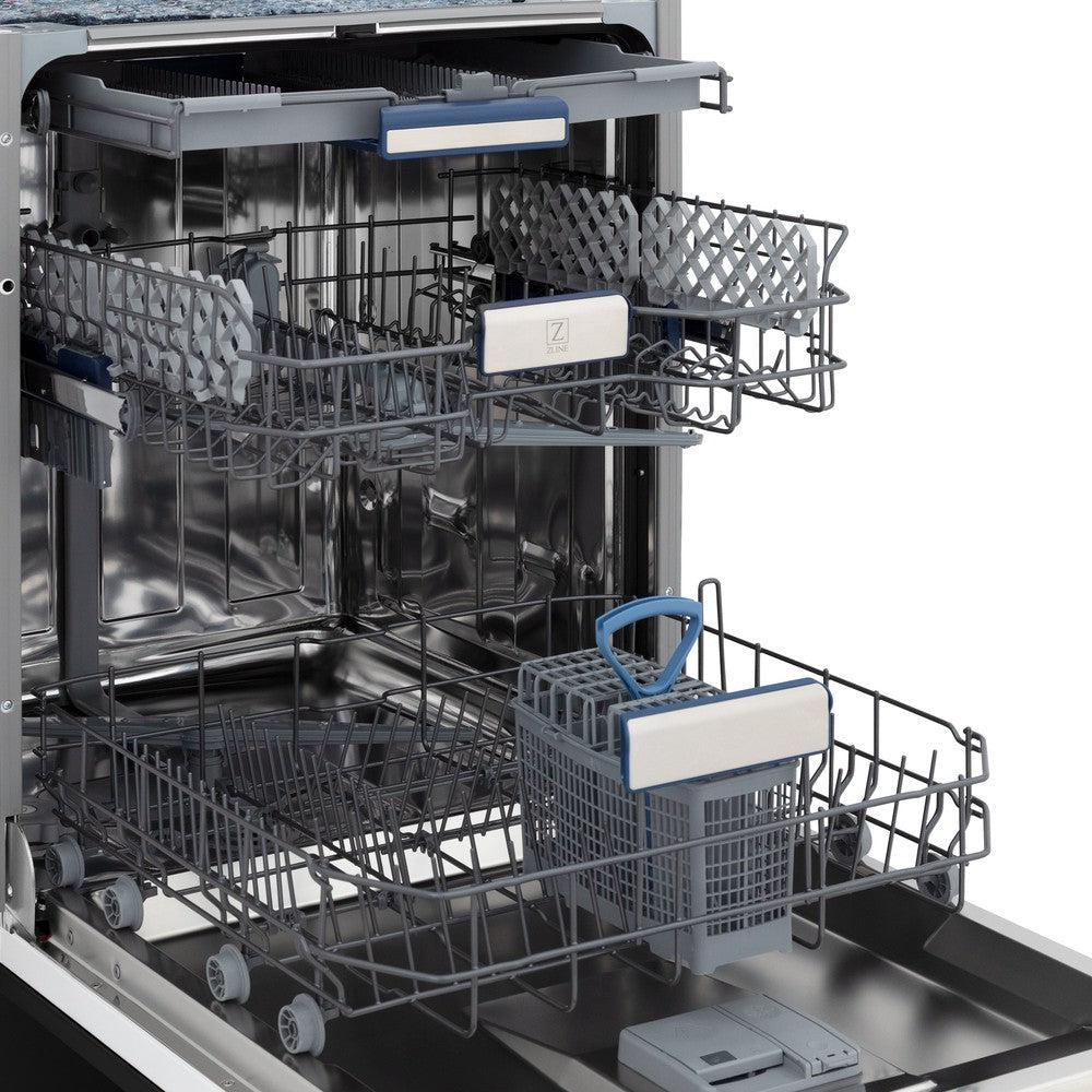 ZLINE Autograph Edition 18 in. Compact 3rd Rack Top Control Dishwasher in Black Stainless Steel with Champagne Bronze Accent Handle, 51dBa (DWVZ-BS-18-CB)-Dishwashers-DWVZ-BS-18-CB ZLINE Kitchen and Bath