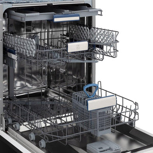 ZLINE Autograph Edition 18 in. Compact 3rd Rack Top Control Dishwasher in Black Stainless Steel with Champagne Bronze Accent Handle, 51dBa (DWVZ-BS-18-CB)-Dishwashers-DWVZ-BS-18-CB ZLINE Kitchen and Bath