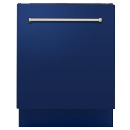 ZLINE 24 in. Tallac Series 3rd Rack Dishwasher with Blue Gloss Panel and Traditional Handle, 51dBa (DWV-BG-24)