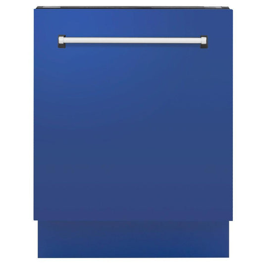 ZLINE 24 in. Tallac Series 3rd Rack Dishwasher with Blue Matte Panel and Traditional Handle, 51dBa (DWV-BM-24)