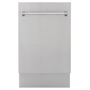 ZLINE 18 in. Tallac Series 3rd Rack Top Control Dishwasher in a Stainless Steel Tub and Panel, 51dBa (DWV-304-18) front.