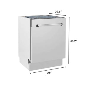 ZLINE 24 in. Tallac Series 3rd Rack Dishwasher in Stainless Steel with Traditional Handle, 51dBa (DWV-304-24) dimensional measurements.