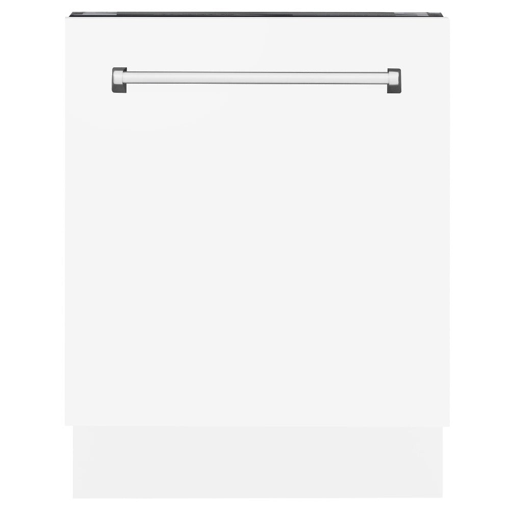 ZLINE 24 in. Tallac Series 3rd Rack Dishwasher with White Matte Panel and Traditional Handle, 51dBa (DWV-WM-24)