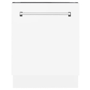 ZLINE 24 in. Tallac Series 3rd Rack Dishwasher with White Matte Panel and Traditional Handle, 51dBa (DWV-WM-24)