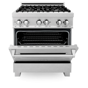 ZLINE 30 in. Kitchen Package with Satin Stainless Steel Dual Fuel Range and Convertible Vent Range Hood (2KP-RASSNRH30)