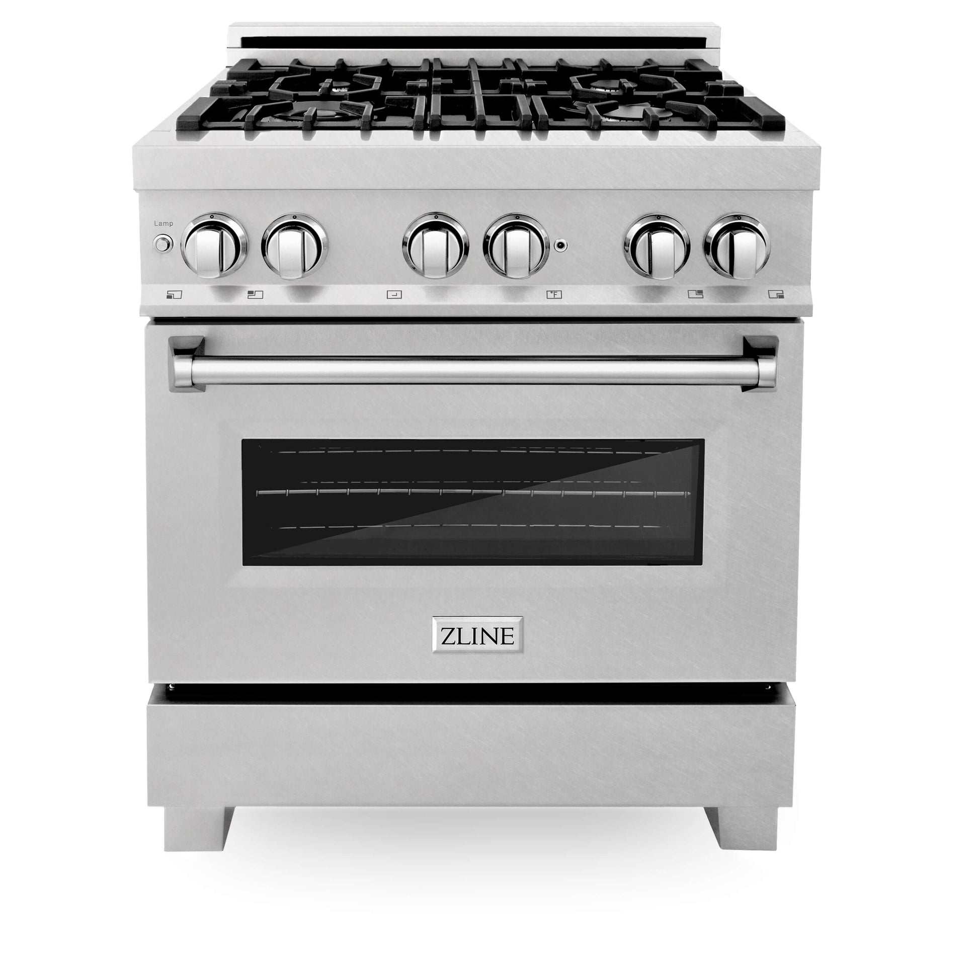 ZLINE 30 in. 4.0 cu. ft. Dual Fuel Range with Gas Stove and Electric Oven in All Fingerprint Resistant Stainless Steel (RAS-SN-30) front, closed.