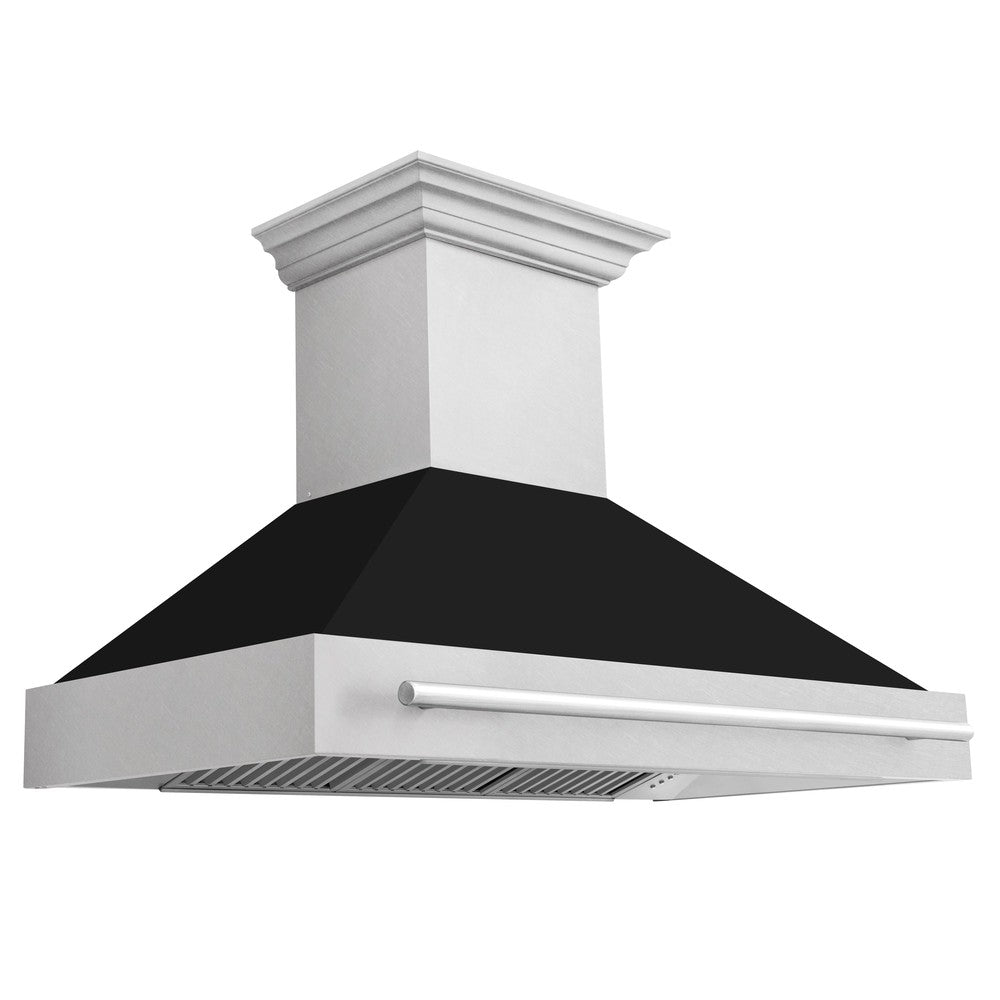 ZLINE 48 in. Fingerprint Resistant Stainless Steel Range Hood with Colored Shell Options (8654SNX-48) Black Matte