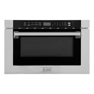 ZLINE 24 in. 1.2 cu. ft. Built-in Microwave Drawer with a Traditional Handle in Stainless Steel (MWD-1-H) front, closed.