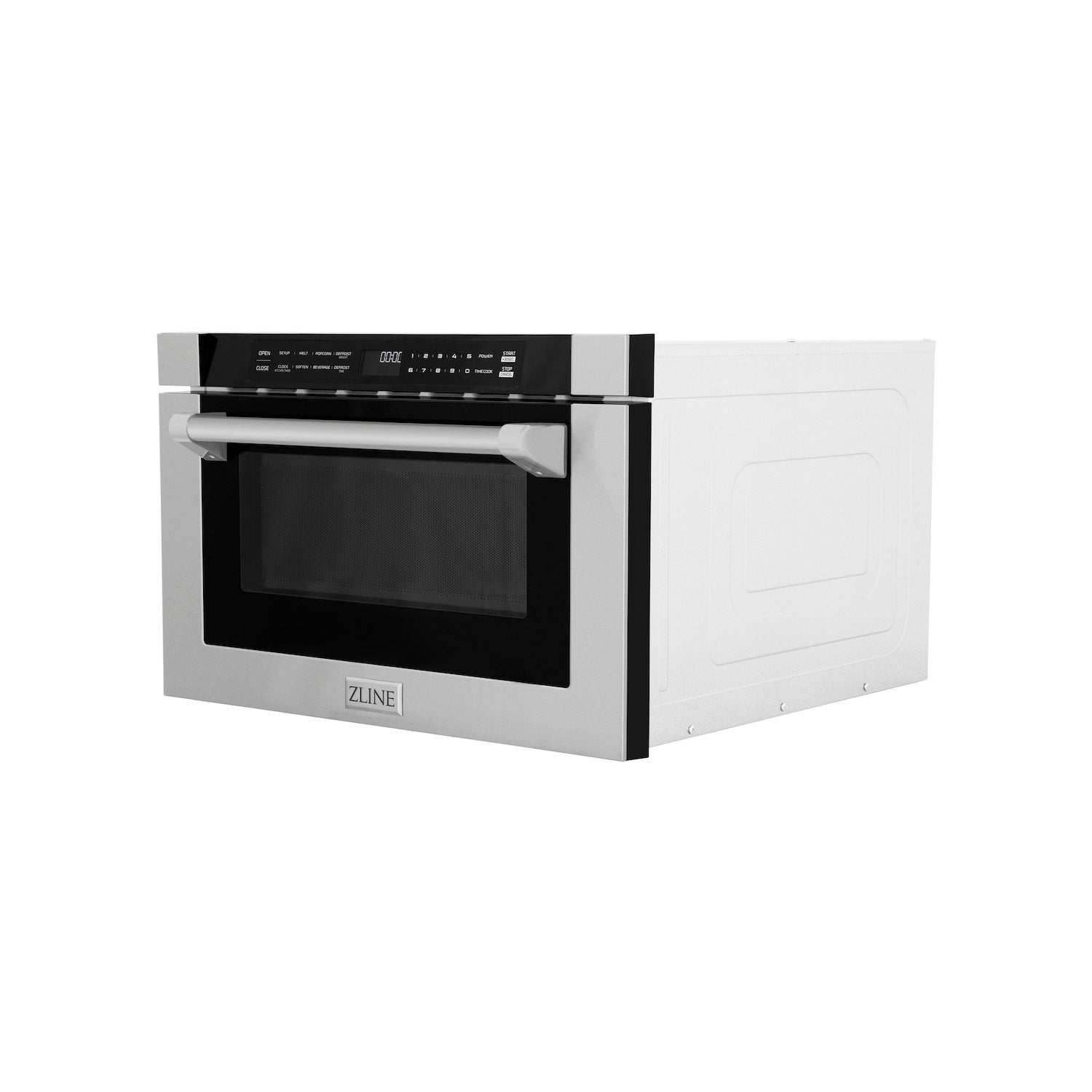 ZLINE 24 in. 1.2 cu. ft. Built-in Microwave Drawer with a Traditional Handle in Stainless Steel (MWD-1-H) side, closed.