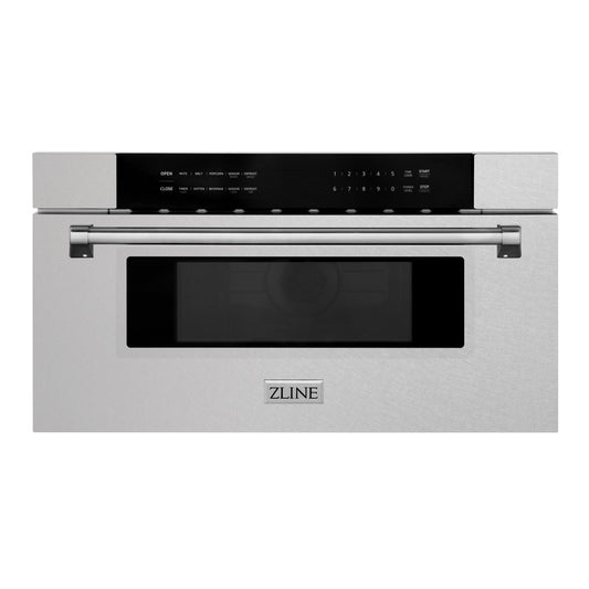 ZLINE 30 in. 1.2 cu. ft. Built-In Microwave Drawer in DuraSnow Stainless Steel (MWD-30-SS) Front View Drawer Closed