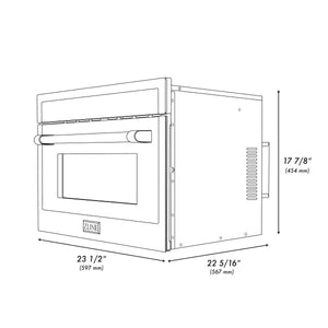 ZLINE 24 in. Black Stainless Steel Built-in Convection Microwave Oven with Speed and Sensor Cooking (MWO-24-BS) dimensional diagram with measurements.