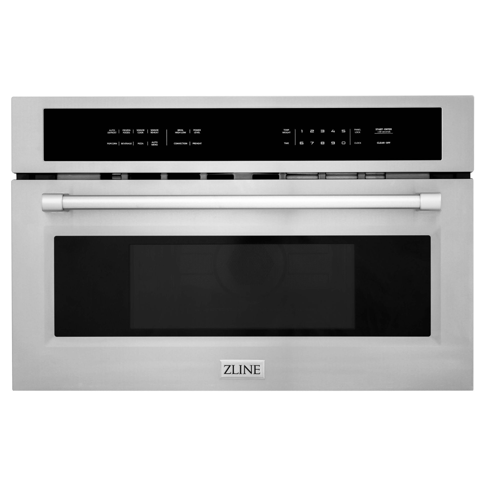 ZLINE 30 in. 1.6 cu ft. Stainless Steel Built-in Convection Microwave Oven (MWO-30) front, closed.