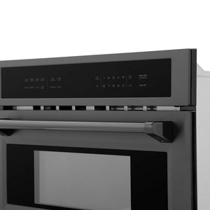 ZLINE 30 in. 1.6 cu ft. Black Stainless Steel Built-in Convection Microwave Oven (MWO-30-BS) handle and controls.