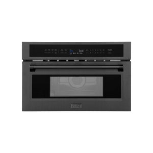 ZLINE 30 in. 1.6 cu ft. Black Stainless Steel Built-in Convection Microwave Oven (MWO-30-BS) front, closed.