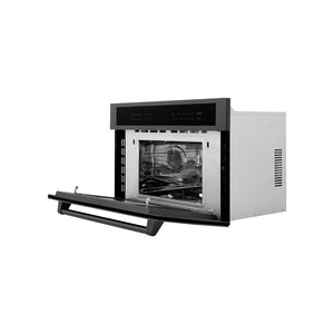 ZLINE 30 in. 1.6 cu ft. Black Stainless Steel Built-in Convection Microwave Oven (MWO-30-BS) side, open.