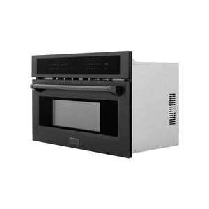 ZLINE 30 in. 1.6 cu ft. Black Stainless Steel Built-in Convection Microwave Oven (MWO-30-BS) side, closed.