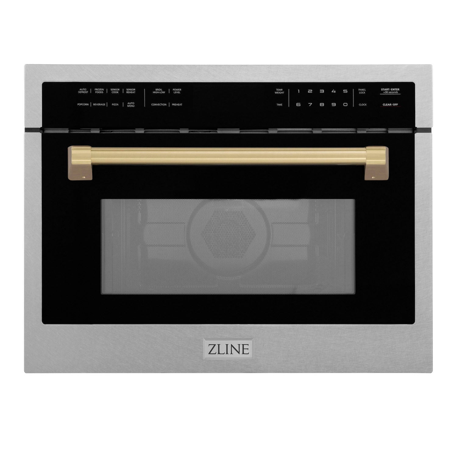 ZLINE Autograph Edition 24 in. 1.6 cu ft. Built-in Convection Microwave Oven in Fingerprint Resistant Stainless Steel with Champagne Bronze Accents (MWOZ-24-SS-CB)