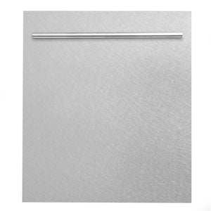 ZLINE 24 in. Top Control Dishwasher in Fingerprint Resistant Stainless Steel and Modern Style Handle, 52dBa (DW-SN-24) front, closed.