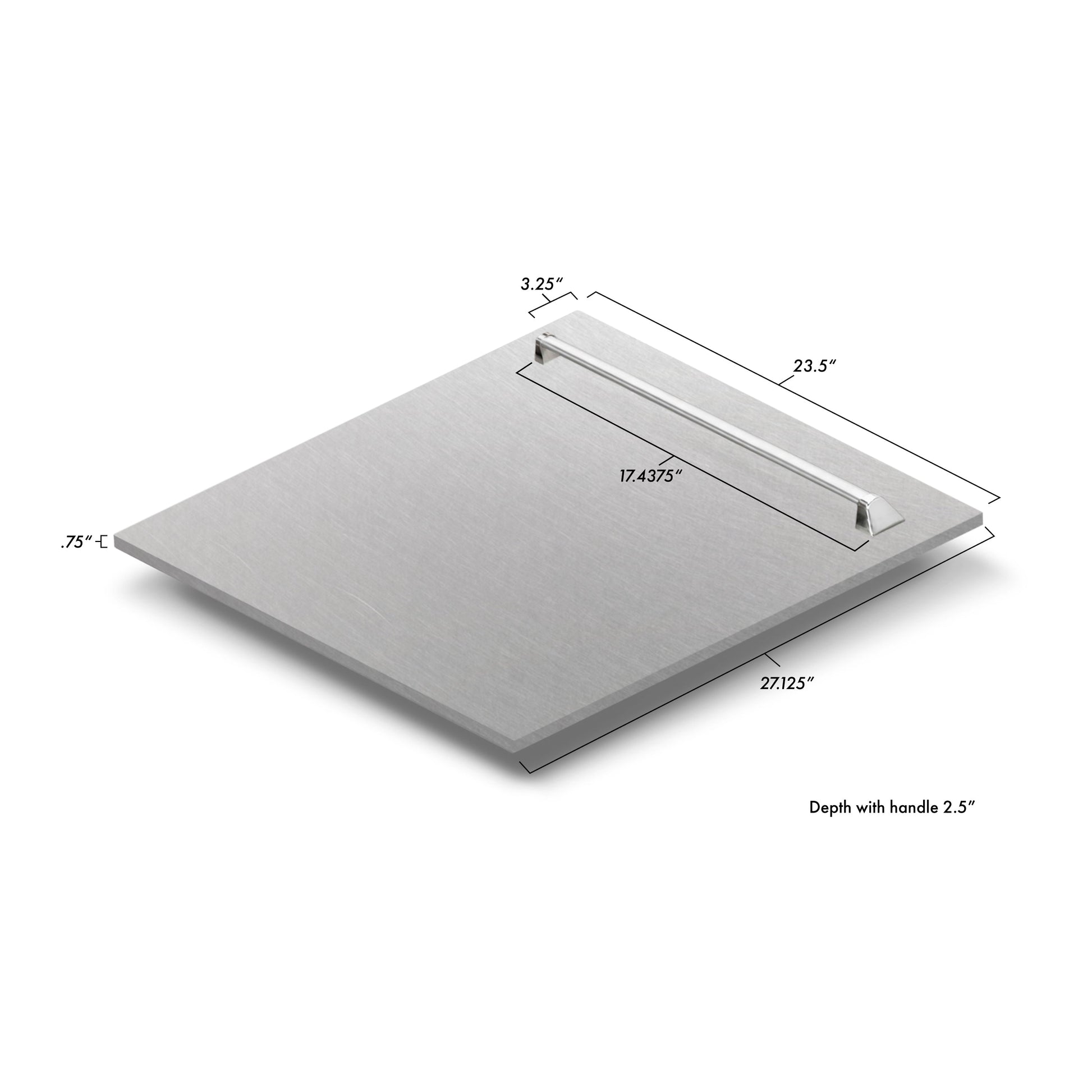 ZLINE 24 in. Tallac Dishwasher Panel dimensional graphic.