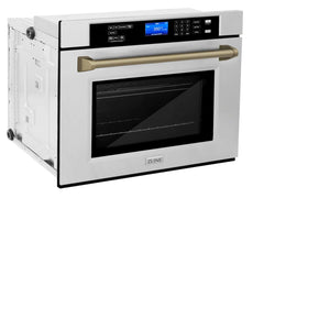 ZLINE Autograph Edition 30 in. Electric Single Wall Oven with Self Clean and True Convection in Stainless Steel and Champagne Bronze Accents (AWSZ-30-CB)-Wall Ovens-AWSZ-30-CB ZLINE Kitchen and Bath