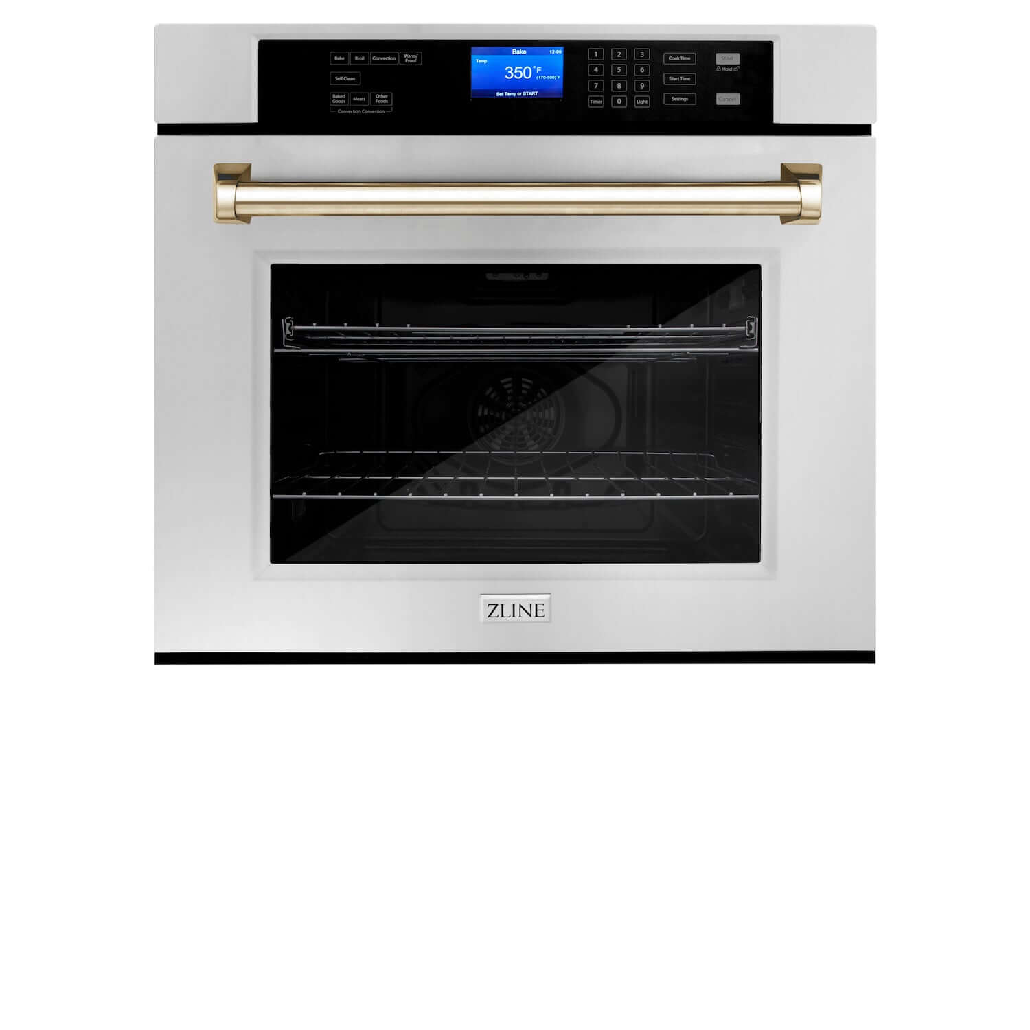 ZLINE Autograph Edition 30 in. Electric Single Wall Oven with Self Clean and True Convection in Stainless Steel and Polished Gold Accents (AWSZ-30-G)-Wall Ovens-AWSZ-30-G ZLINE Kitchen and Bath