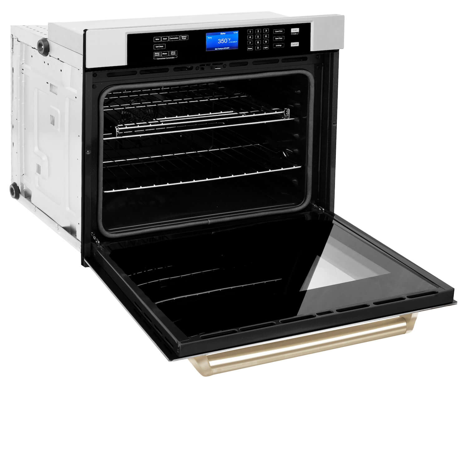 ZLINE Autograph Edition 30 in. Electric Single Wall Oven with Self Clean and True Convection in Stainless Steel and Polished Gold Accents (AWSZ-30-G)-Wall Ovens-AWSZ-30-G ZLINE Kitchen and Bath