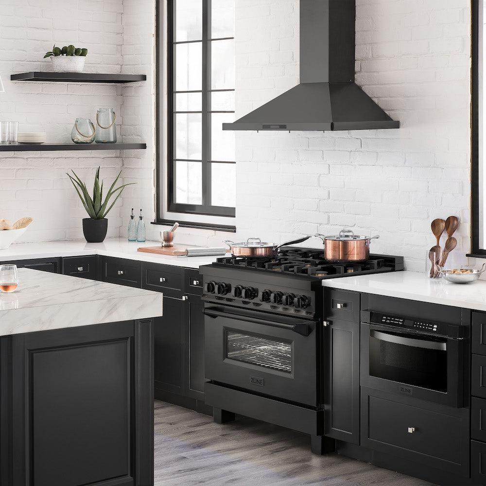 Black stainless deals chimney hood