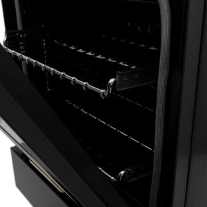 ZLINE Autograph Edition 24 in. 2.8 cu. ft. Dual Fuel Range with Gas Stove and Electric Oven in Black Stainless Steel with Champagne Bronze Accents (RABZ-24-CB)-Ranges-RABZ-24-CB ZLINE Kitchen and Bath