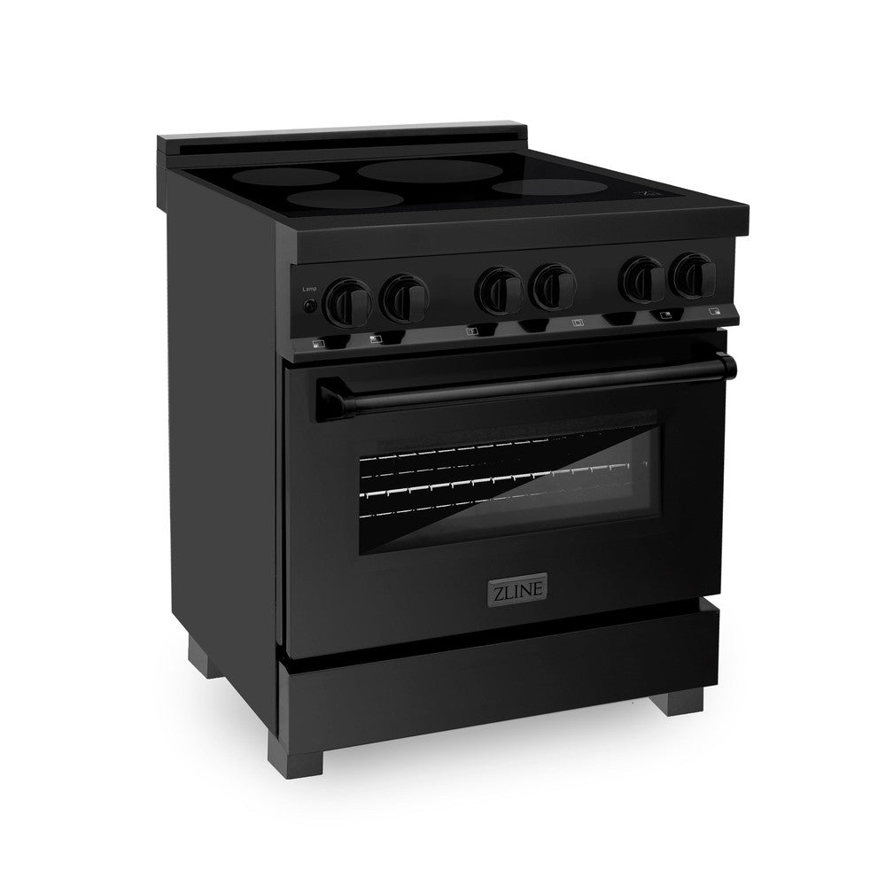 ZLINE 30 in. 4.0 cu. ft. Induction Range with a 4 Element Stove and Electric Oven in Black Stainless Steel (RAIND-BS-30)-Ranges-RAIND-BS-30 ZLINE Kitchen and Bath