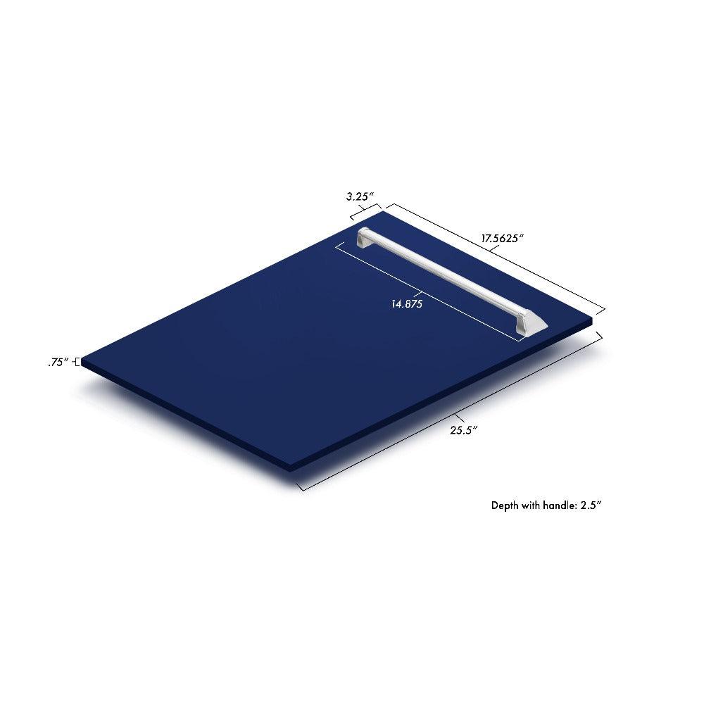 ZLINE 18 in. Tallac Series 3rd Rack Top Control Dishwasher with a Stainless Steel Tub with Blue Gloss Panel, 51dBa (DWV-BG-18) dimensional diagram with measurements.