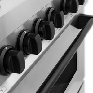 ZLINE Autograph Edition 48 in. 6.0 cu. ft. Legacy Dual Fuel Range with 7 Burner Gas Cooktop and 2 Electric Ovens in Stainless Steel and Matte Black Accents (RAZ-48-MB) oven door and racks.