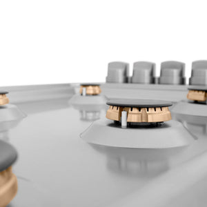 ZLINE 36 in. Gas Cooktop with 6 Brass Burners (RC-BR-36) brass burners on cooktop with no grates.