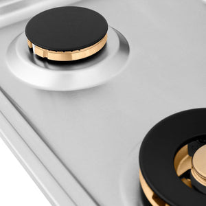 ZLINE 30 in. Gas Cooktop with 4 Brass Burners (RC-BR-30) brass burners on cooktop with no grates.