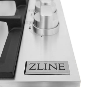 ZLINE 30 in. Gas Cooktop with 4 Burners (RC30) close-up detail, ZLINE logo.