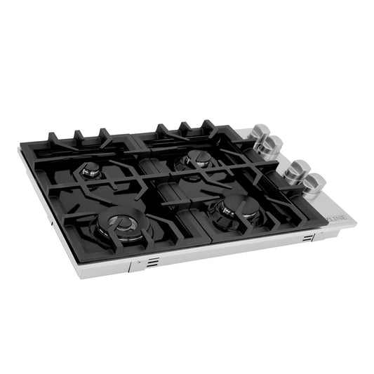 ZLINE 30 in. Gas Cooktop with 4 Burners and Black Porcelain Top (RC30-PBT)