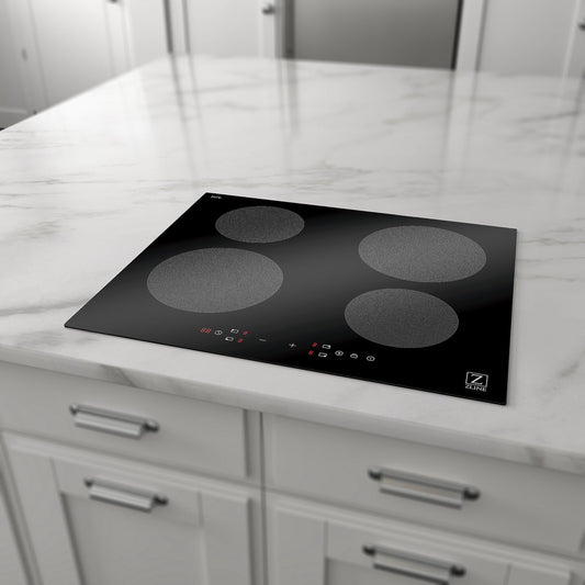 ZLINE 24 in. Induction Cooktop with 4 Burners (RCIND-24) in a marble countertop.