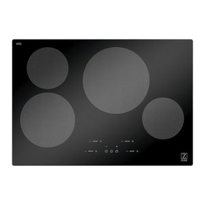 ZLINE 30 in. Induction Cooktop with 4 burners (RCIND-30) from above showing induction cooking elements on Schott Ceran® glass cooktop.