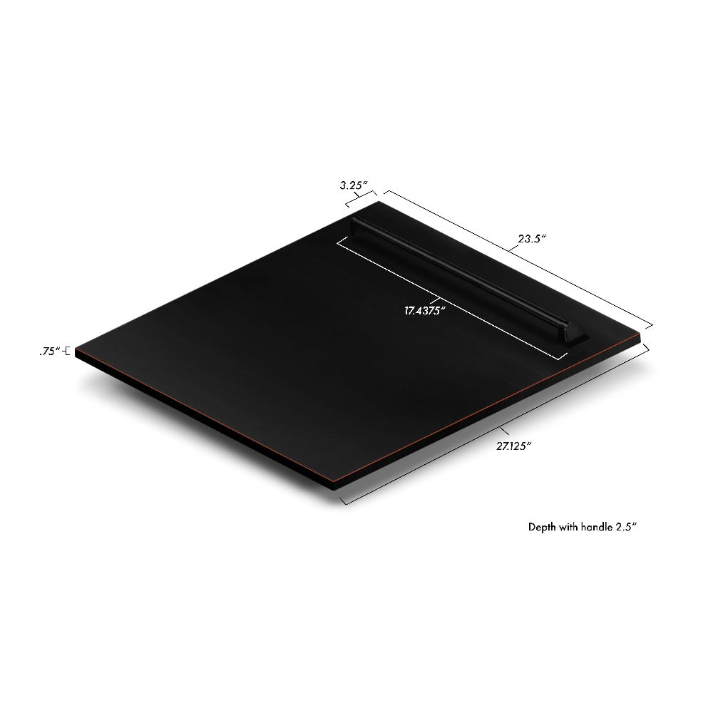 ZLINE 24" Tallac Series 3rd Rack Dishwasher with Oil-Rubbed Bronze Panel and Traditional Handle, 51dBa (DWV-ORB-24) dimensional diagram with measurements.