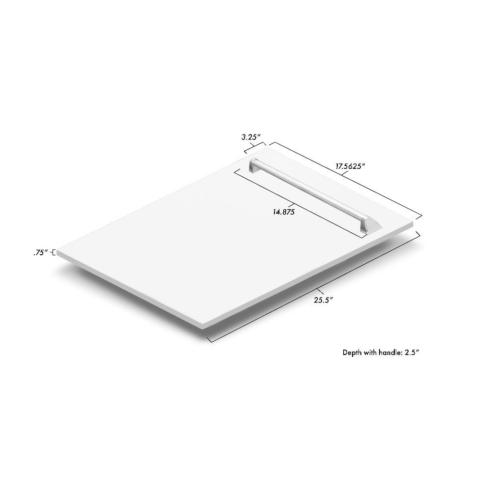 ZLINE 18 in. Tallac Series 3rd Rack Top Control Dishwasher with White Matte Panel, 51dBa (DWV-WM-18) dimensional diagram with measurements.