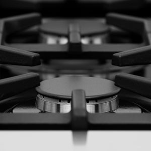 ZLINE 36 in. 4.6 cu. ft. Legacy Dual Fuel Range with 6 Burner Gas Cooktop and Electric Convection Oven in Stainless Steel and Red Matte Door (RA-RM-36) burner and grates.