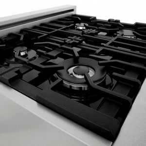 ZLINE 30 in. Kitchen Package with Satin Stainless Dual Fuel Range, Ducted Vent Range Hood and Dishwasher (3KP-RASRH30-DW) 