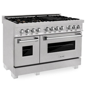 ZLINE 48 in. 6.0 cu. ft. Legacy Dual Fuel Range with Gas Cooktop and 2 Electric Ovens in DuraSnow® Stainless Steel with 6 Brass Burners (RAS-SN-BR-48)