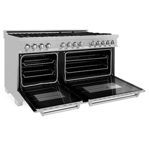 ZLINE 60 in. 7.4 cu. ft. Dual Fuel Range with Gas Stove and Electric Oven in Fingerprint Resistant Stainless Steel with Brass Burners (RAS-SN-BR-60)-Ranges-RAS-SN-BR-60 ZLINE Kitchen and Bath