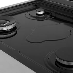 ZLINE Porcelain Gas Rangetop (RT) close-up, cooktop and burners without grates.