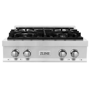 ZLINE 30 in. Porcelain Gas Rangetop with 4 Gas Burners (RT30) front.