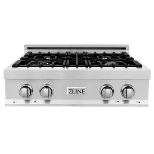 ZLINE 30 in. Porcelain Gas Rangetop with 4 Gas Burners (RT30) front.
