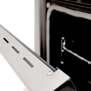 ZLINE 24 in. 2.8 cu. ft. Legacy Dual Fuel Range with 4 Burner Gas Cooktop and Electric Convection Oven in Stainless Steel (RA24) oven door and racks.