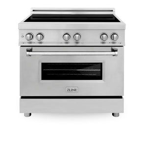 ZLINE 36 in. 4.6 cu. ft. Induction Range with a 5 Element Stove and Electric Oven in Stainless Steel (RAIND-36) front.