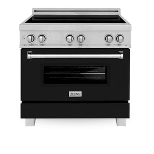 ZLINE 36 in. 4.6 cu. ft. Induction Range with a 5 Element Stove and Electric Oven in Black Matte (RAINDS-BLM-36) front.