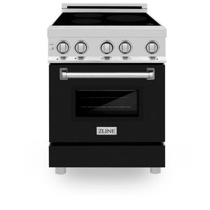 ZLINE 24 in. 2.8 cu. ft. Induction Range with a 4 Element Stove and Electric Oven in Black Matte (RAIND-BLM-24) front.